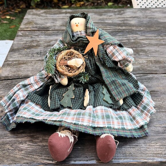 Vintage Handmade Primitive Winter Wendy Sew Pattern Christmas Snow Girl Snowman - Picture 2 of 11